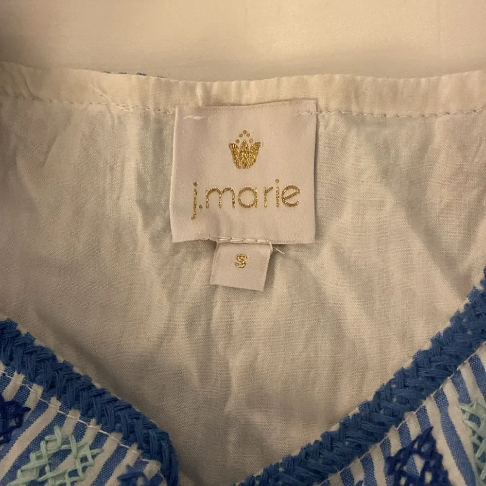J. Marie MIDI Dress Embroidered with pockets ladies small Blue